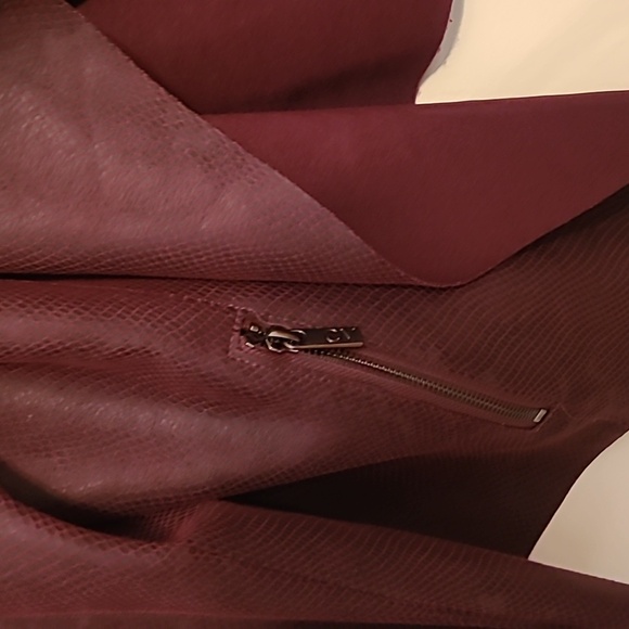 Catherine Malandrino dark burgundy faux leather open jacket Sz 2X - Picture 3 of 10